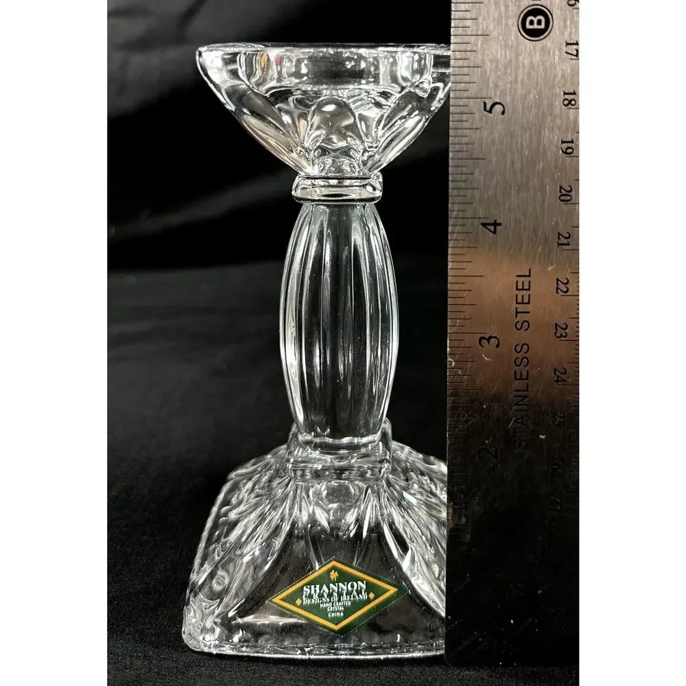 Shannon Crystal by Godinger Serenade Candlestick Pair 5.75” NIB Model 43789